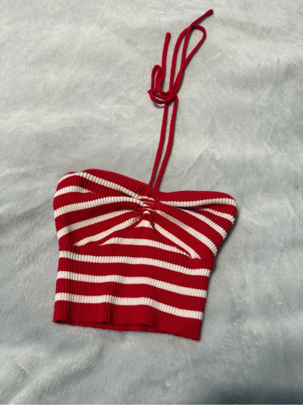 Windsor Red & White Striped Knit Halter Crop Top